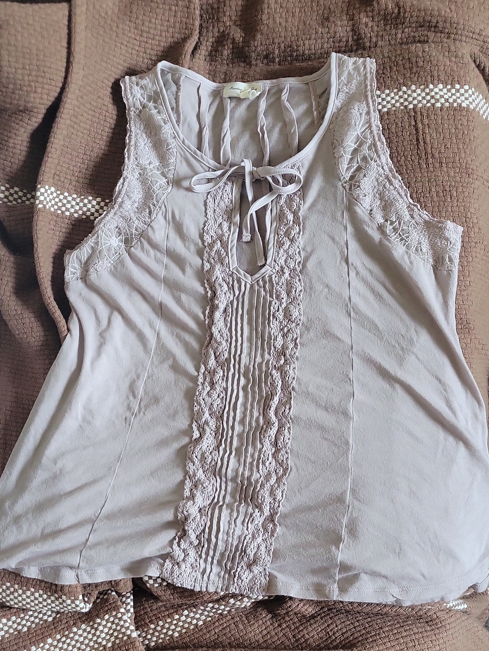 Meadow Rue Lace-Front Pintuck Camisole - Light Mauve Dusty Lilac Anthropologie